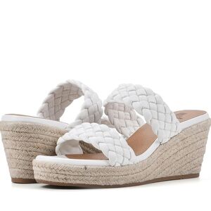 NWOT - White Mountain White Espadrille Braided Leather Sandals